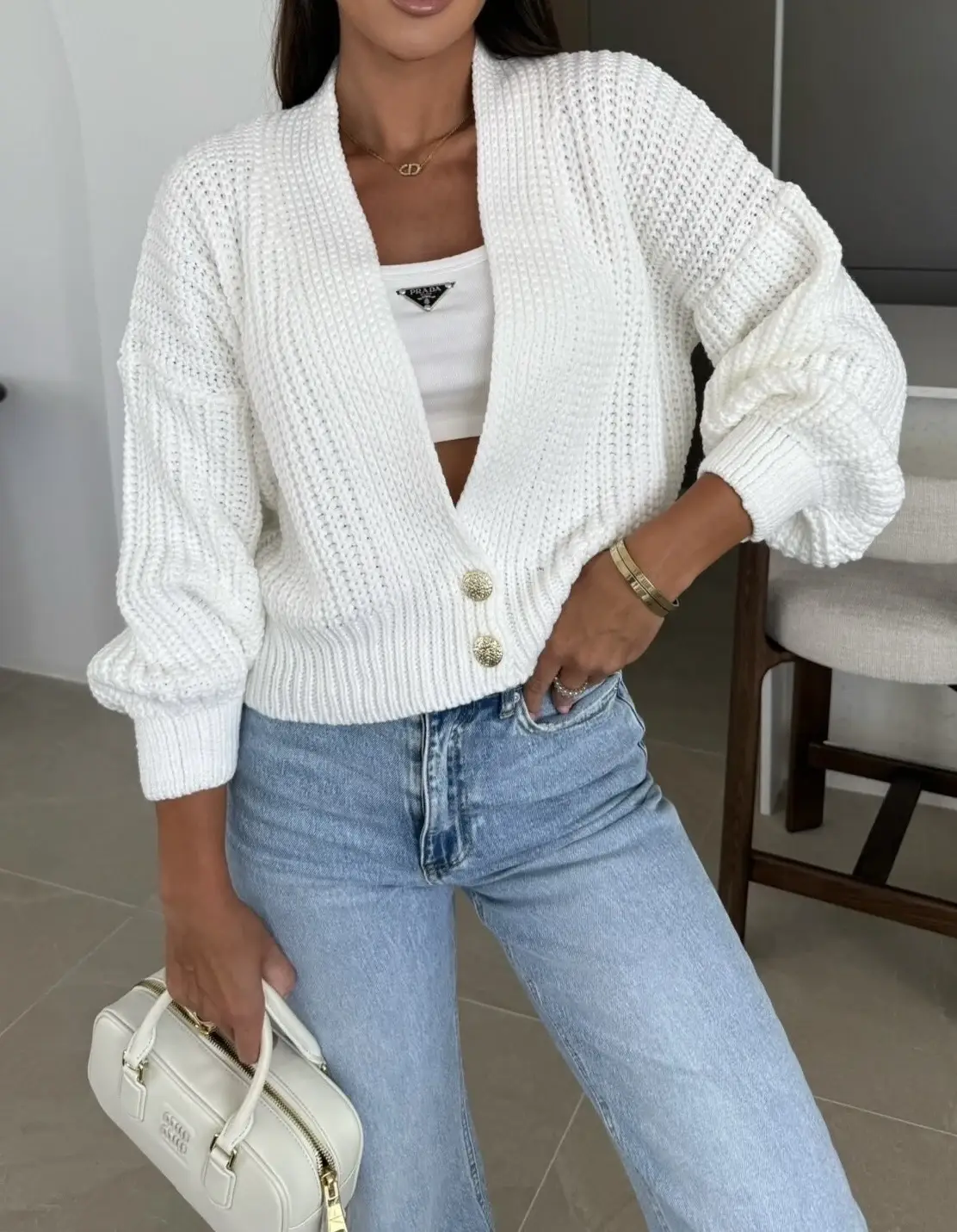 ESTEE BROWN - Wholesale Knit Sweater - Women's - Knit cardigan with 2 buttons - 181793