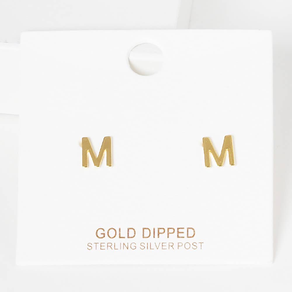 Sensibling Corp. - Wholesale Stud/Post Earrings - Gold Dipped Metal Initial Monogram Stud Earrings21