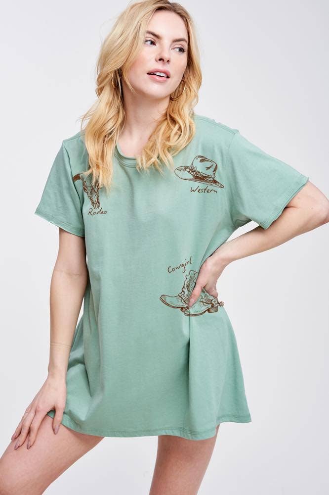 Zutter - Wholesale Screen Printed T-Shirt - Women's - Rodeo Western Cowgirl Graphic Cotton Tunic3