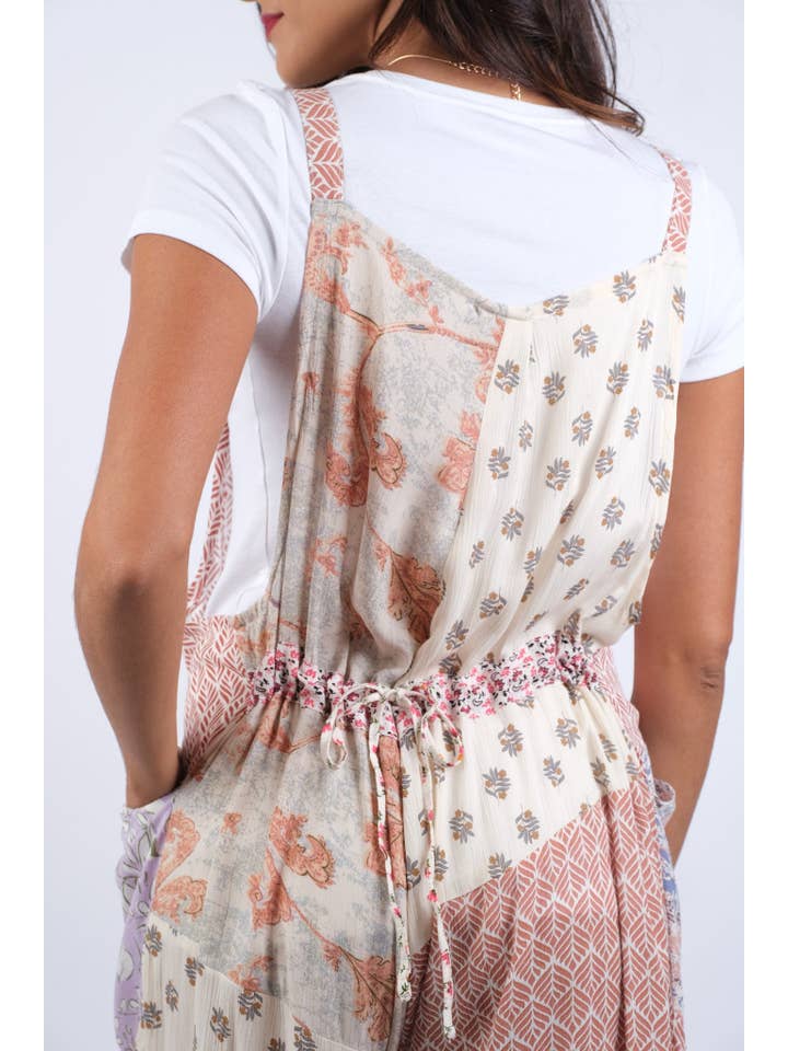 Sacred Threads - Wholesale Overalls - Women's - Rosy Mosaic Patchwork Blush Overalls1