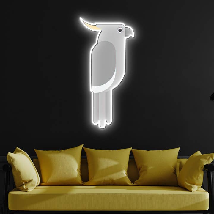 Decoración para el hogar y el dormitorio con luz de neón con estampado acrílico de loros para venta al por mayor de Glow Neon