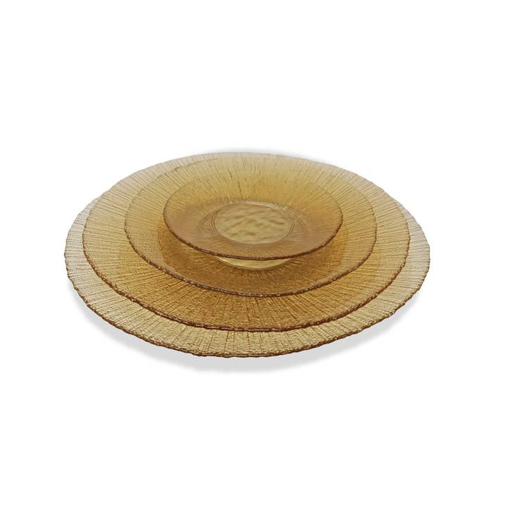 Ensemble de 4 assiettes en or de forme organique pour la vente par VIVIENCE