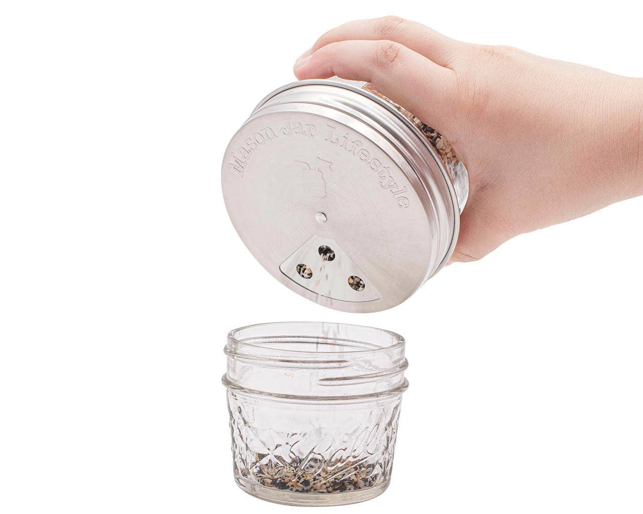 Mason Jar Lifestyle - Wholesale Food Storage Container - 4 Pack Stainless Steel Spice Lids16