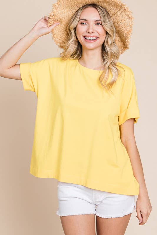 Emerald Collection - Wholesale T-Shirt - Women's - ETK-8825 Solid Cotton Casual Top8