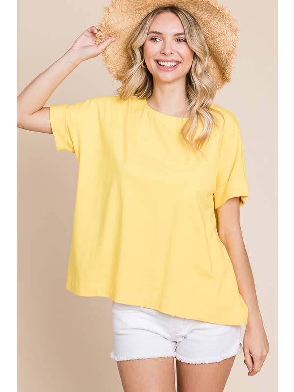 Emerald Collection - Wholesale T-Shirt - Women's - ETK-8825 Solid Cotton Casual Top8