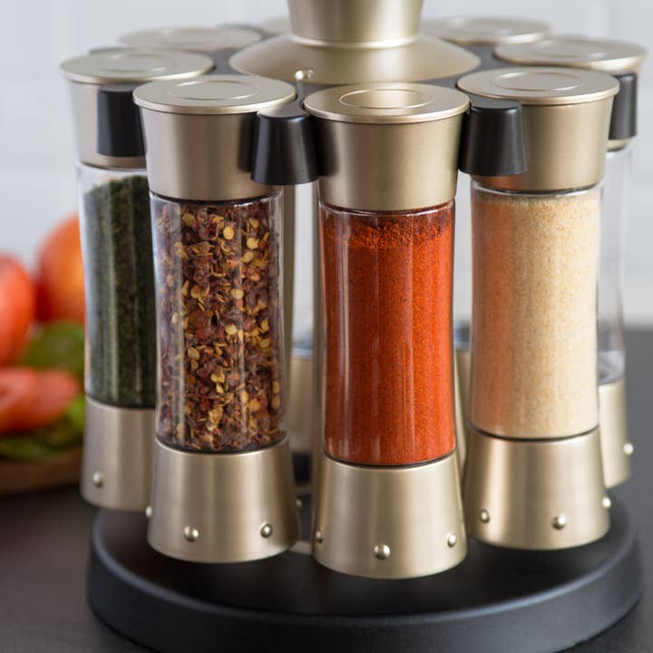 Fox Run Brands - Wholesale Spice Rack - KitchenArt Elite Auto-Measure Spice Rack and Carousel,8 Jars5