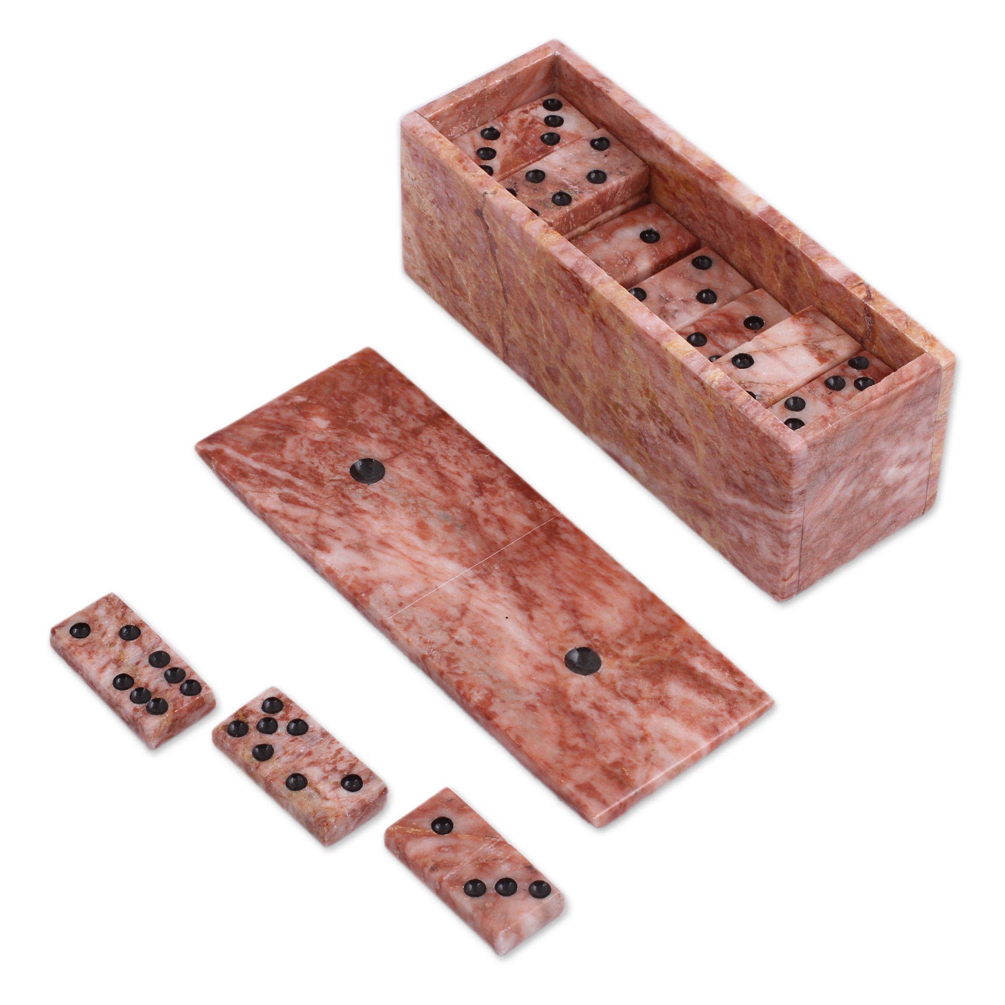 NOVICA - Wholesale Board Game - Novica Handmade Chance And Skill Marble Domino Set5