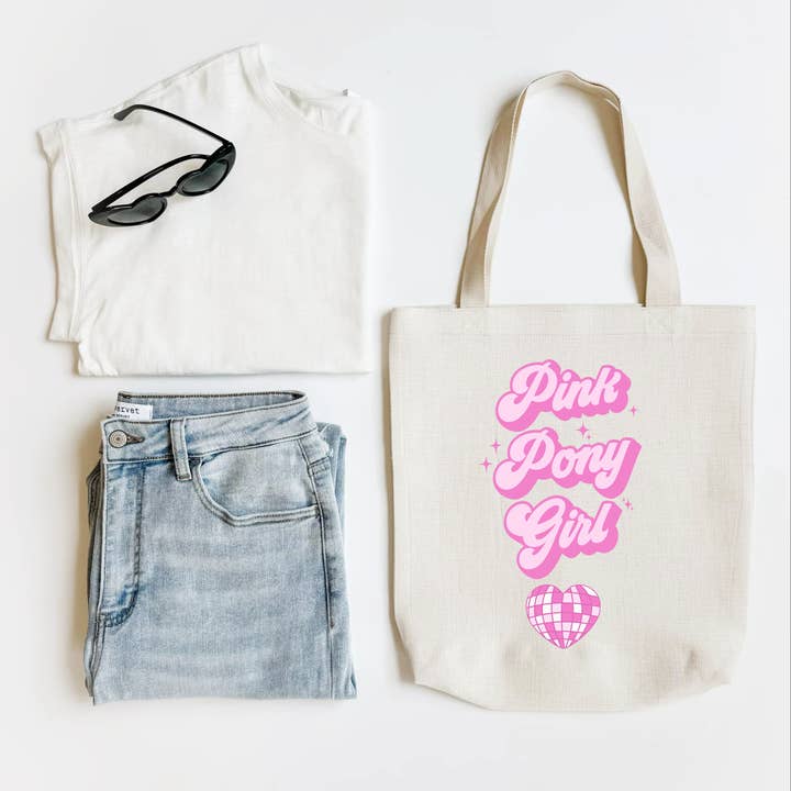 Mugsby - Wholesale Tote Bag - Women's - Pink Pony Girl Funny Tote Bag, Shoulder Bag, Book Bag