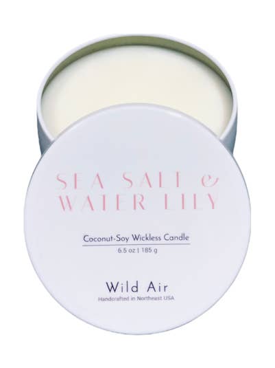 Sea Salt + Water Lily Wickless Candle 6.5 oz for wholesale by Wild Air