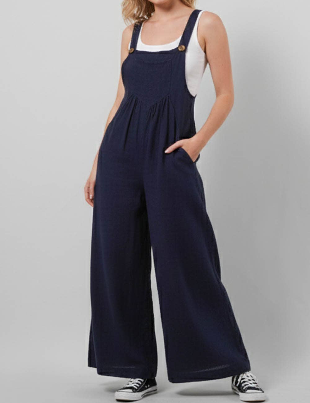 Sweetkama - Wholesale Overalls - Women's - Solid Color Botton Strape Overalls Daily Jumpsuit SKJ23576
