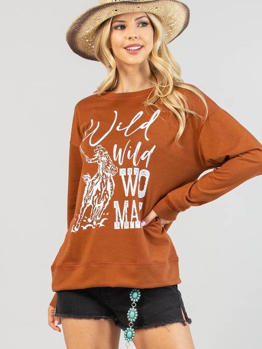 SWEAT-SHIRT GRAPHIQUE EN VINYLE POUR FEMME KC035-LOREE WESTERN WILD pour la vente par Avery