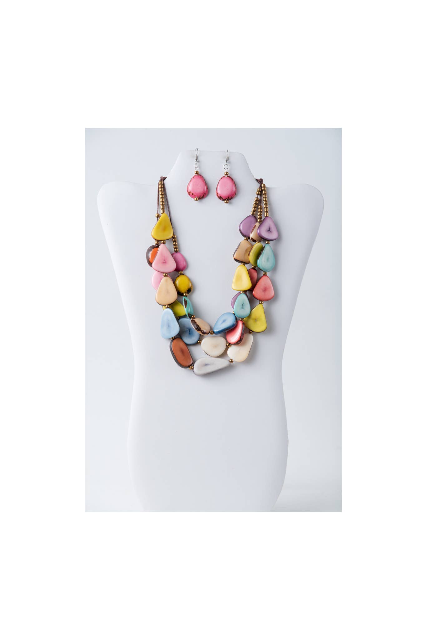 TaguArtsy – wholesale Smycken – Zaley Three Stranded Organic Tagua halsband och örhängen8