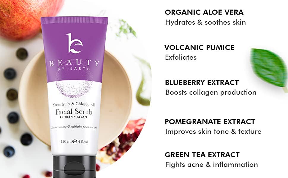 Beauty By Earth - Wholesale Facial Exfoliant/Scrub - Exfoliating Face Scrub & Wash 4oz (2 in 1)7