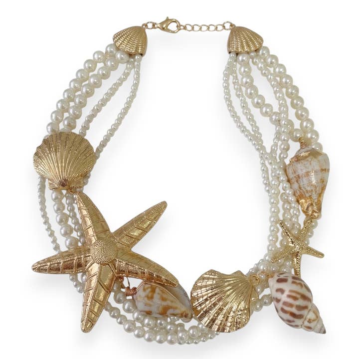 Collier Étoile de Mer & Perle Coquillage | Bijoux Statement d'Été pour la vente par Bijoux Envie Statement Jewelry
