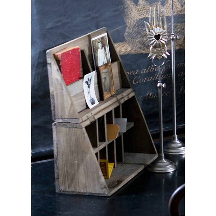 Vagabond Vintage - Wholesale Desk Organizer - Rustic Recycled Pine Folding Campaign Desk Organizer