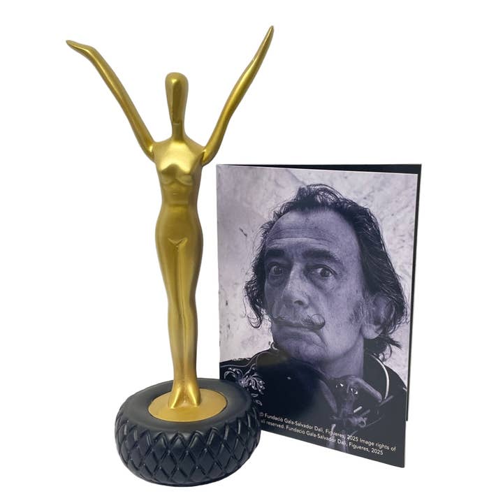 Museum Wholesale Inc - Wholesale Decorative Figurine - Salvador Dali, Welcome Statue – Gold Figurine on Tire, Parastone SD131
