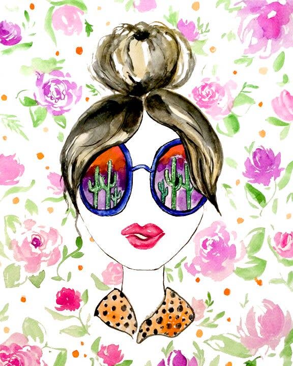 Pink Puddle Studio - Wholesale Art Print - Sun Bun Brown Giclee Art Print0