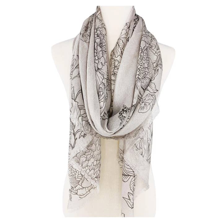 JC Sunny Fashion - Wholesale Scarf - Women's - JC022533 Silky Floral & Butterfly Scarf/Shawl