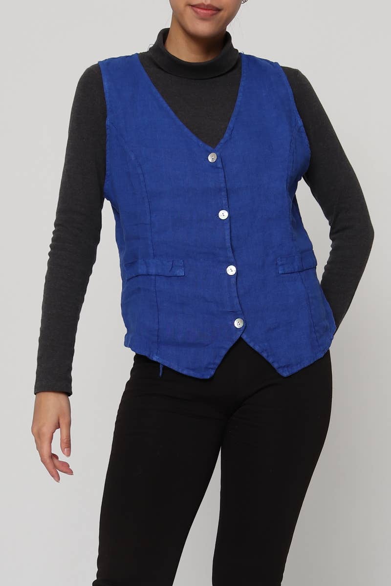 LÉA & LUC - Wholesale Button Down Shirt - Women's - Sleeveless shirt in 100% Linen REF. 514630