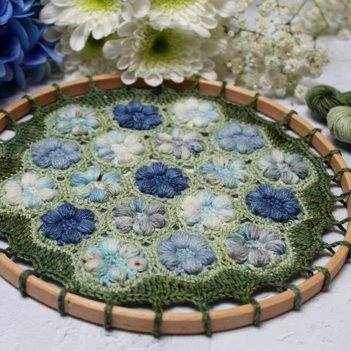 SAMPLE - Hydrangea Blossom Mandala for wholesale by Pineapple Fibre Art