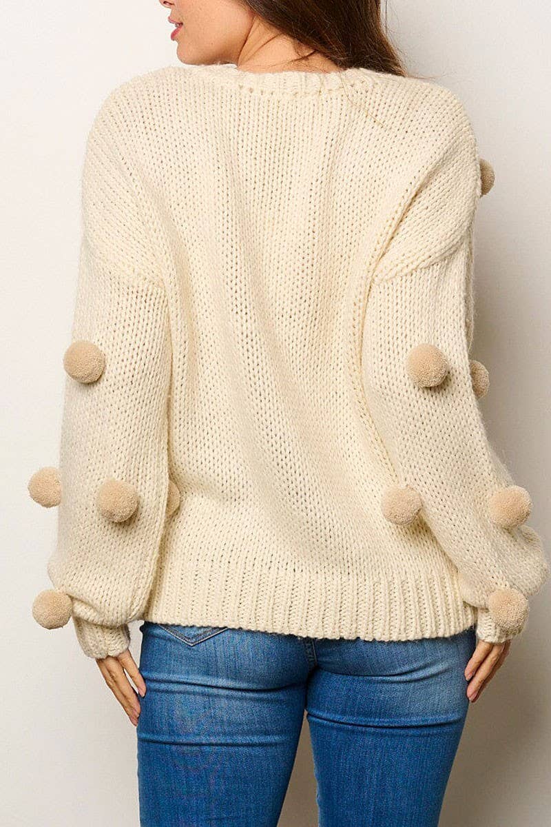 ROUSSEAU - Wholesale Knit Sweater - Women's - POM POM'S DETAILED PULLOVER SWEATER6