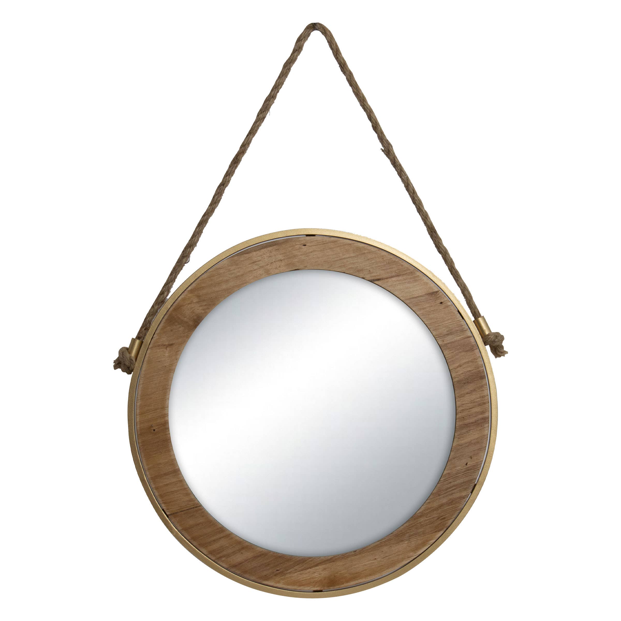 Foreside Home & Garden - Wholesale Wall Mirror - Copal Round Wall Mirror with Gold Finish Edge & Jute Hanger1