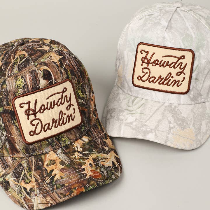 Fashion City - Wholesale Trucker Hat - Unisex - Howdy Darlin' Embroidery Patch Camo Trucker Hat