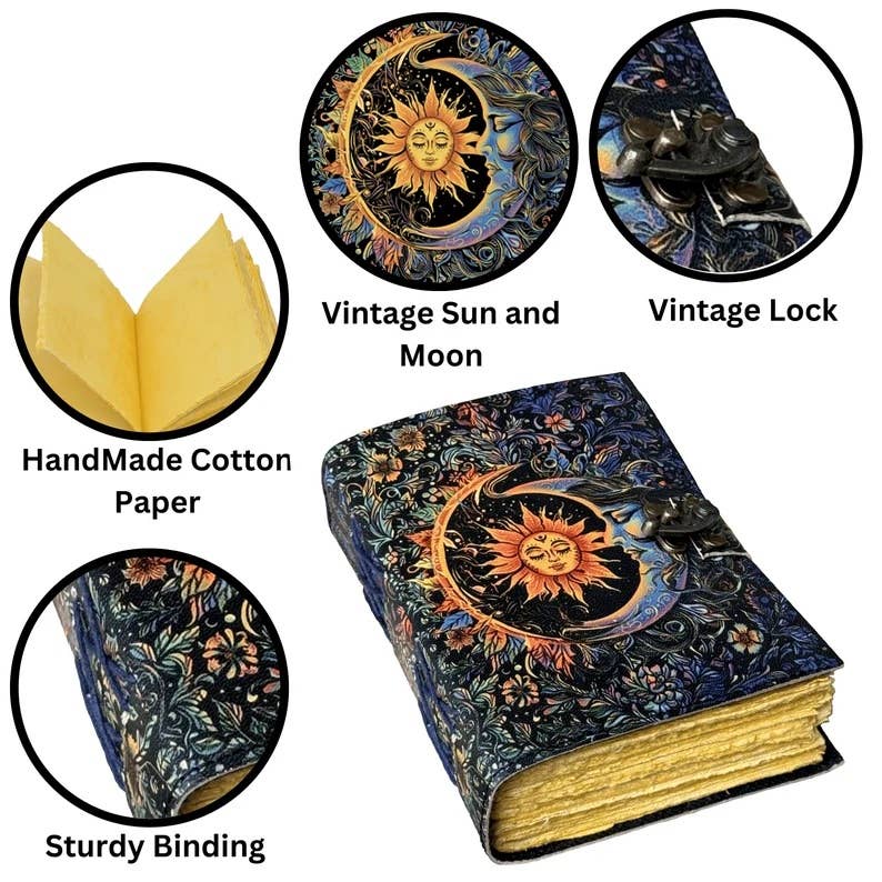 MNM HANDICRAFTS - Wholesale Journal/Diary - Sun & moon vintage leather journal wiccan decor spell book2