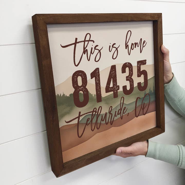 Hangout Home – Großhandel Schilder – Wandbild mit benutzerdefinierter Postleitzahl — Mountain Zip Code Telluride
