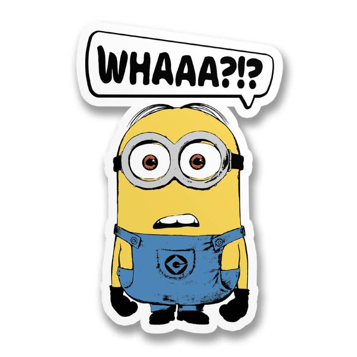 Minions - WHAAA?!? Klistermærker for engroshandel hos Hybris Production AB