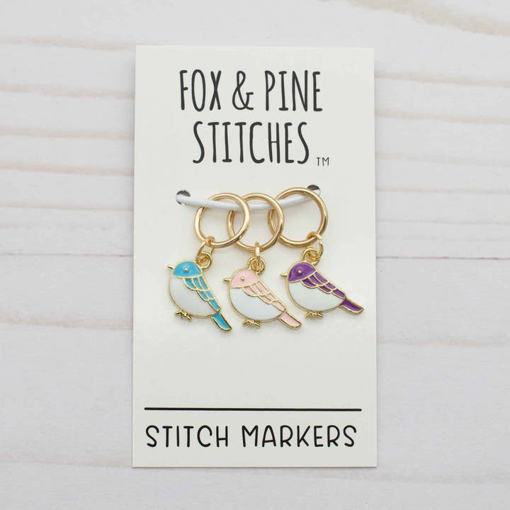 Pastel Birds | Stitch Markers for wholesale by Fox & Pine Stitches