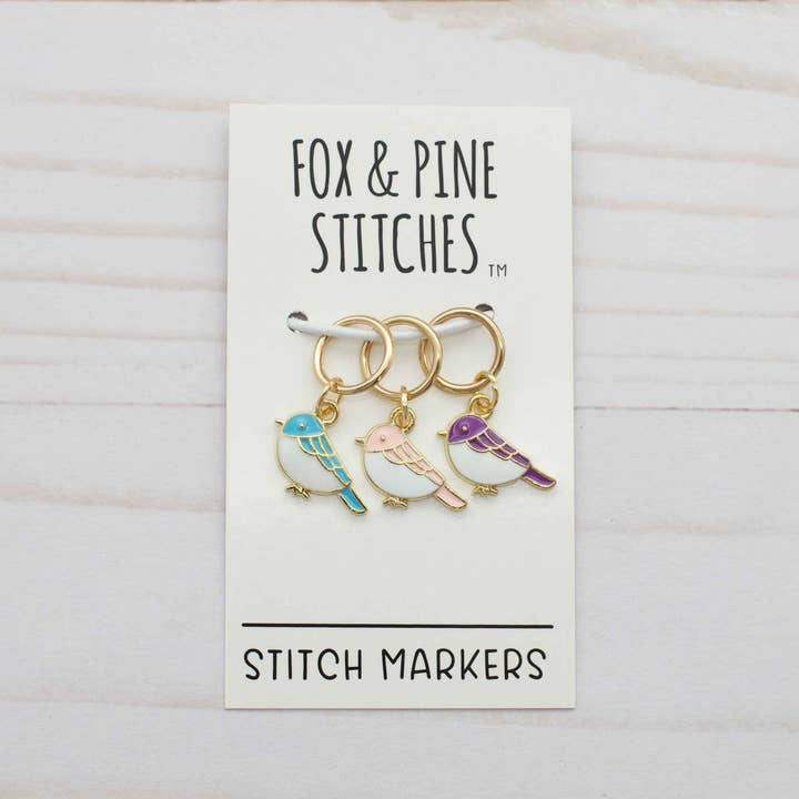 Fox & Pine Stitches - Wholesale Knitting/Crochet Supplies - Pastel Birds Stitch Markers | Knitting Notions