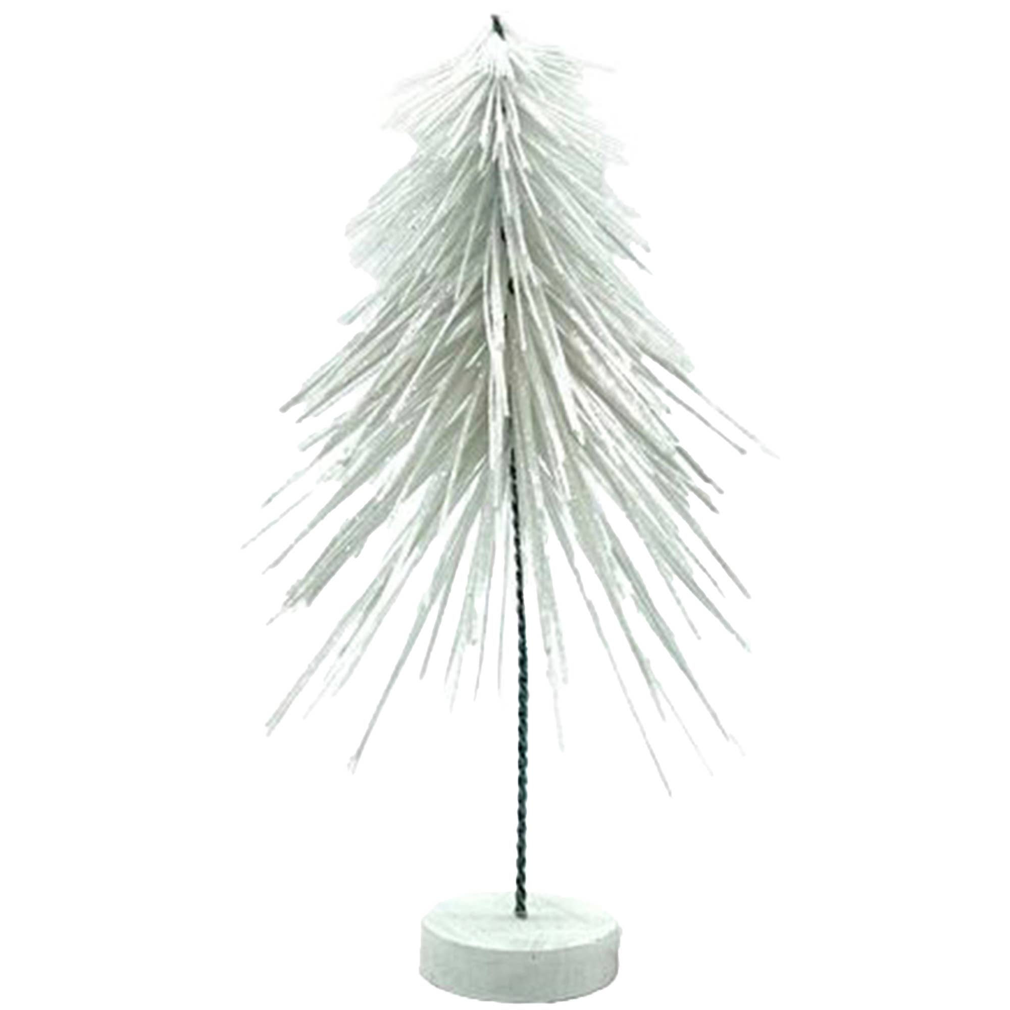 Vosteen - Vente Bibelots/décorations d'extérieur - Neige de sapin en métal sur socle en bois, H35cm, blanche0