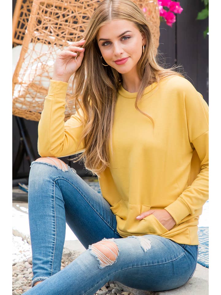 MYS Wholesale Inc - Wholesale Tunic - Women's - Long Sleeve French Terry Top With Kangaroo Top13