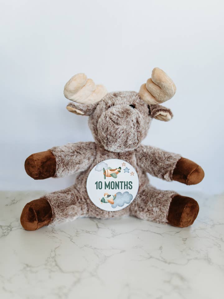 Baby Monthly Milestones, Moose Stuffed Animal for wholesale by Grow With Me Baby Co