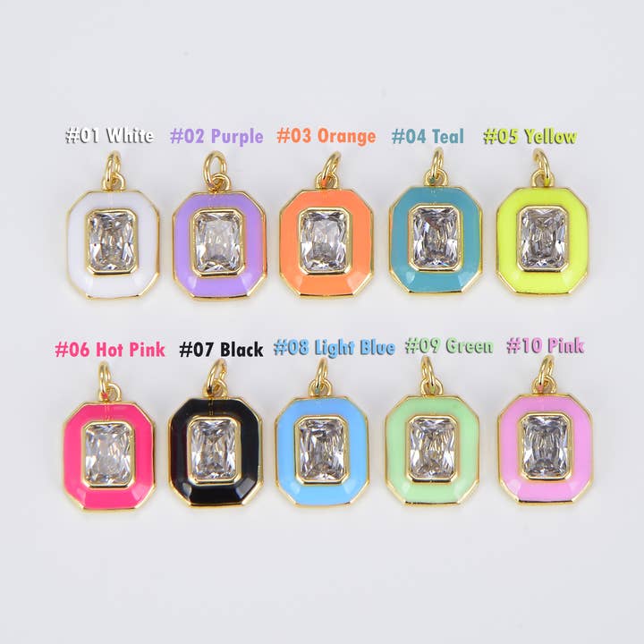 Colorful Enamel Pendant with Big Cubic Zirconia for wholesale by Beads Creation