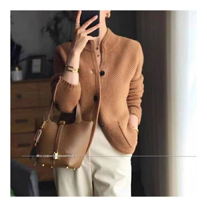 UZ Wholesale Store - Vendita all'ingrosso Cardigan - Donna - Cardigan lavorato a maglia tinta unita alla moda 0