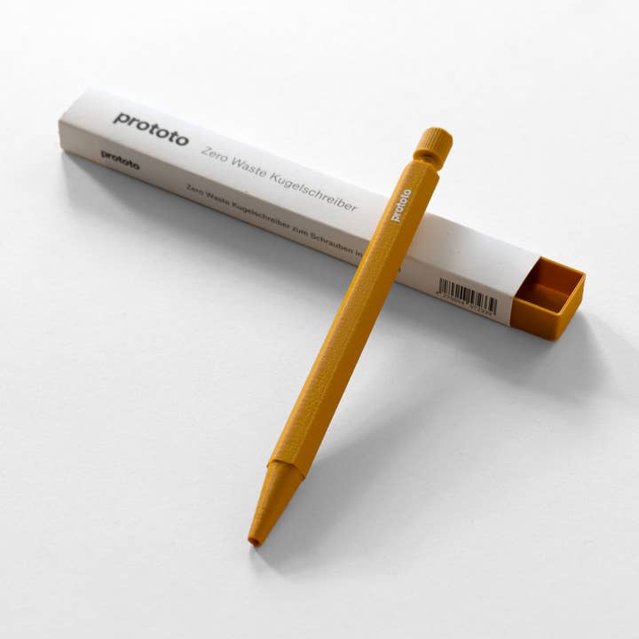 Bolígrafo sostenible de diseño ecológico sin residuos en color curry. para venta al por mayor de Prototo