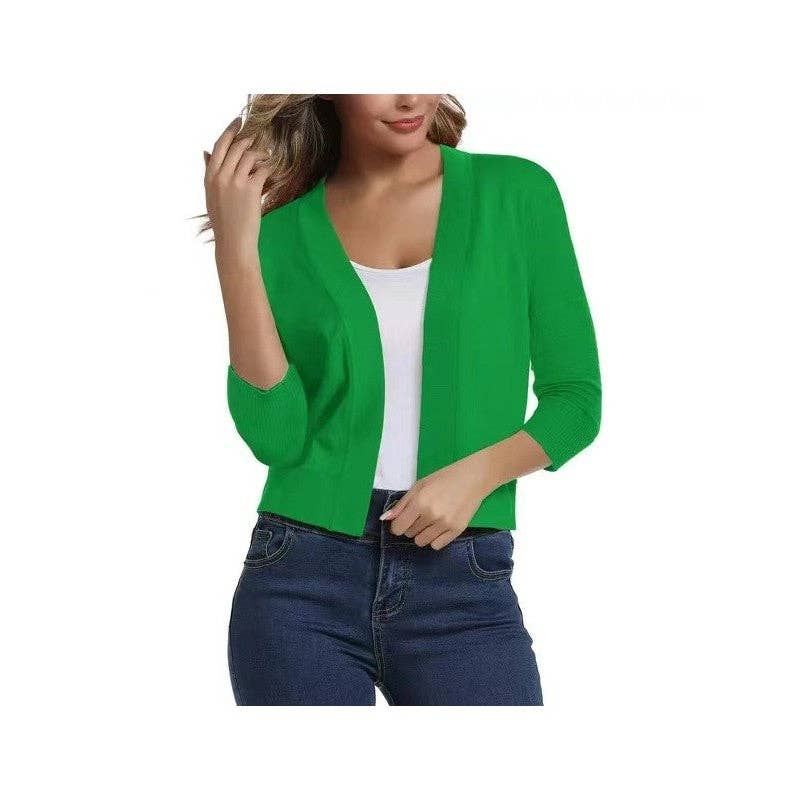 Sheer Trend - Wholesale Cardigan - Dames - Effen Kleur Eenvoudig Gebreid Vest1