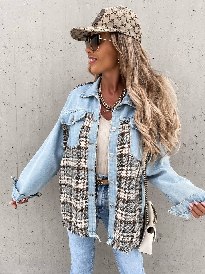 Sweetkama - Wholesale Shirt Jacket/Shacket - Women's - Sweetkama Ladies Color Block Turn-Down Collar Shirt