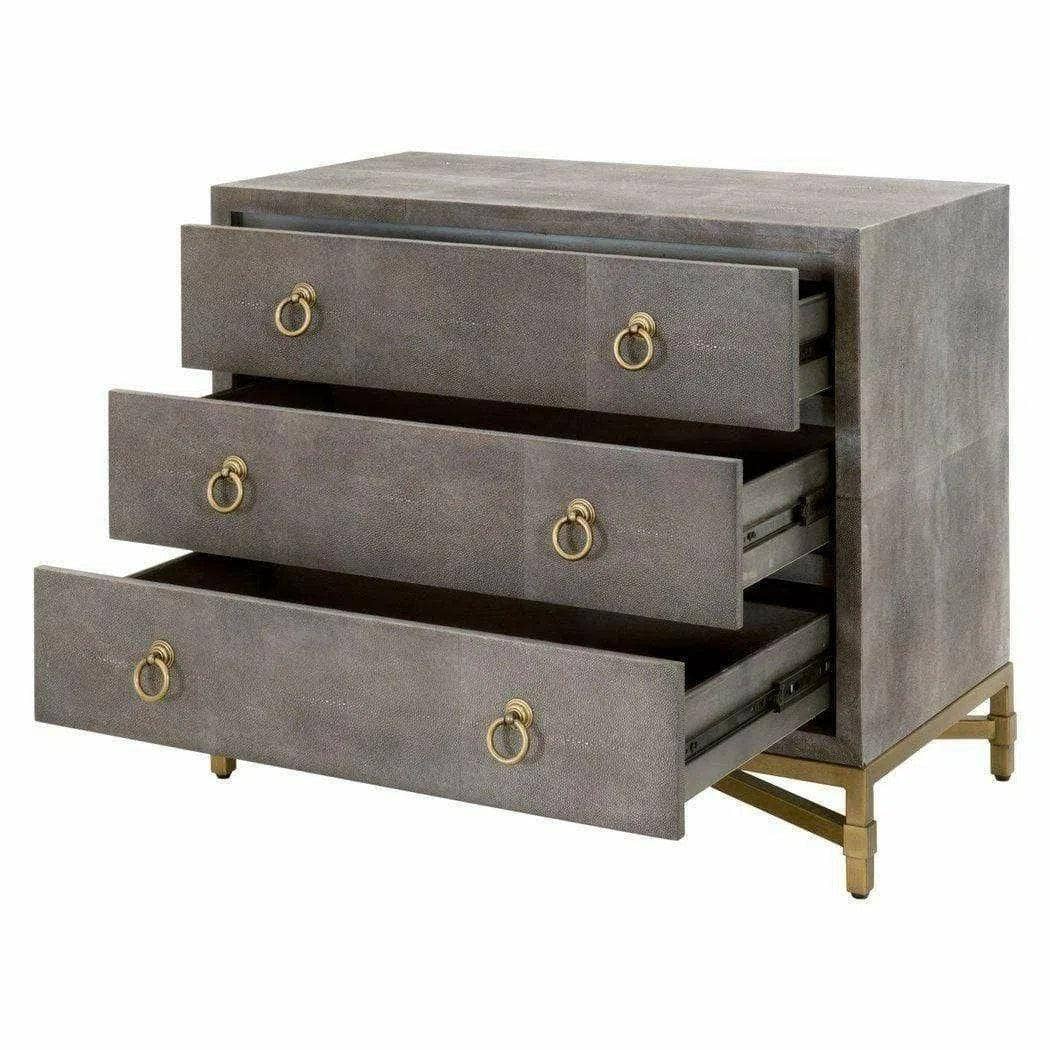LOOMLAN - Wholesale Bedroom Furniture - Strand Grey Shagreen Scandinavian Nightstand 3 Drawers3