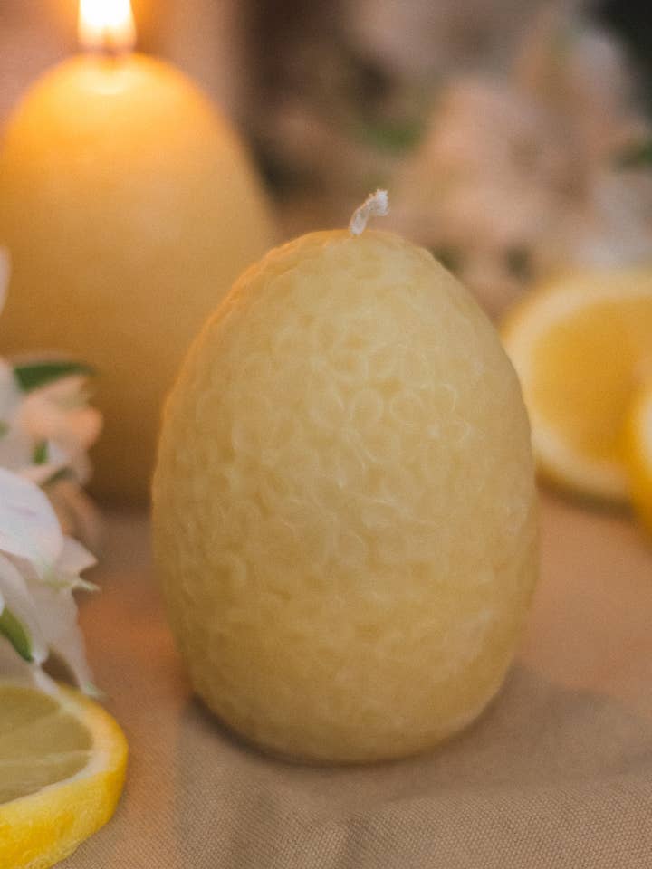Flower Egg Beeswax Candle for wholesale by The Ramblin' Bee