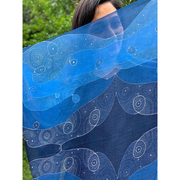 LOVELEEN®️ - Wholesale Scarf - Women's - 'Shining star of the Infinite galaxy' scarf (night sky)5