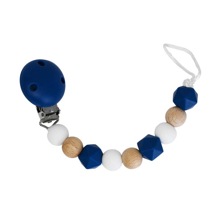 Attache-sucette silicone - Bois et Bleu marine for wholesale by Irréversible