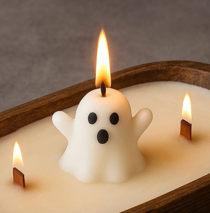 Shells Primitives/No Place Like Home - Wholesale Jar/Filled Candle - Spooky Ghost Dough Bowl Candle 1