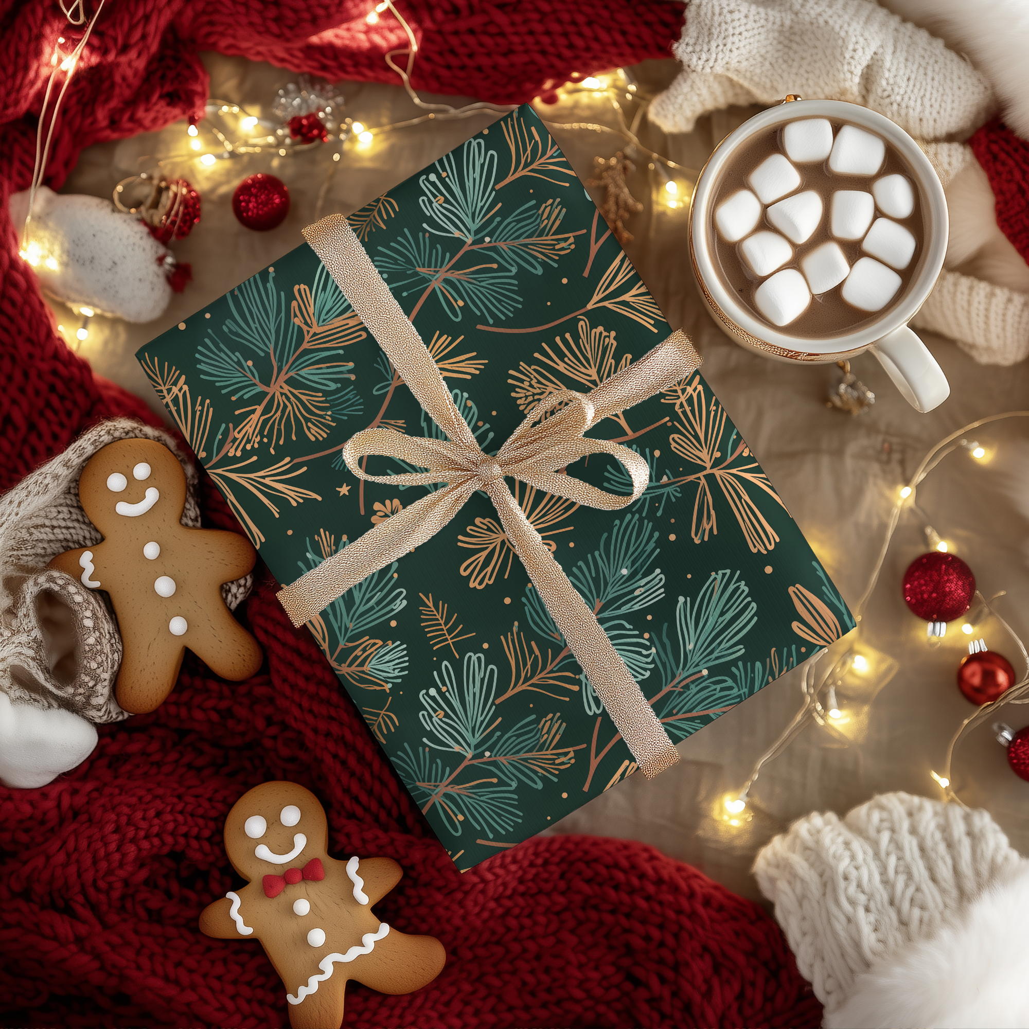 Lokipawz - Wholesale Flat Wrap - Evergreen Whimsy – Forest Pine Holiday Wrapping Paper9