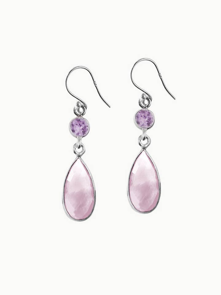 Sivalya Rose Quartz Dangle Earrings - Twilight for wholesale by Sivalya