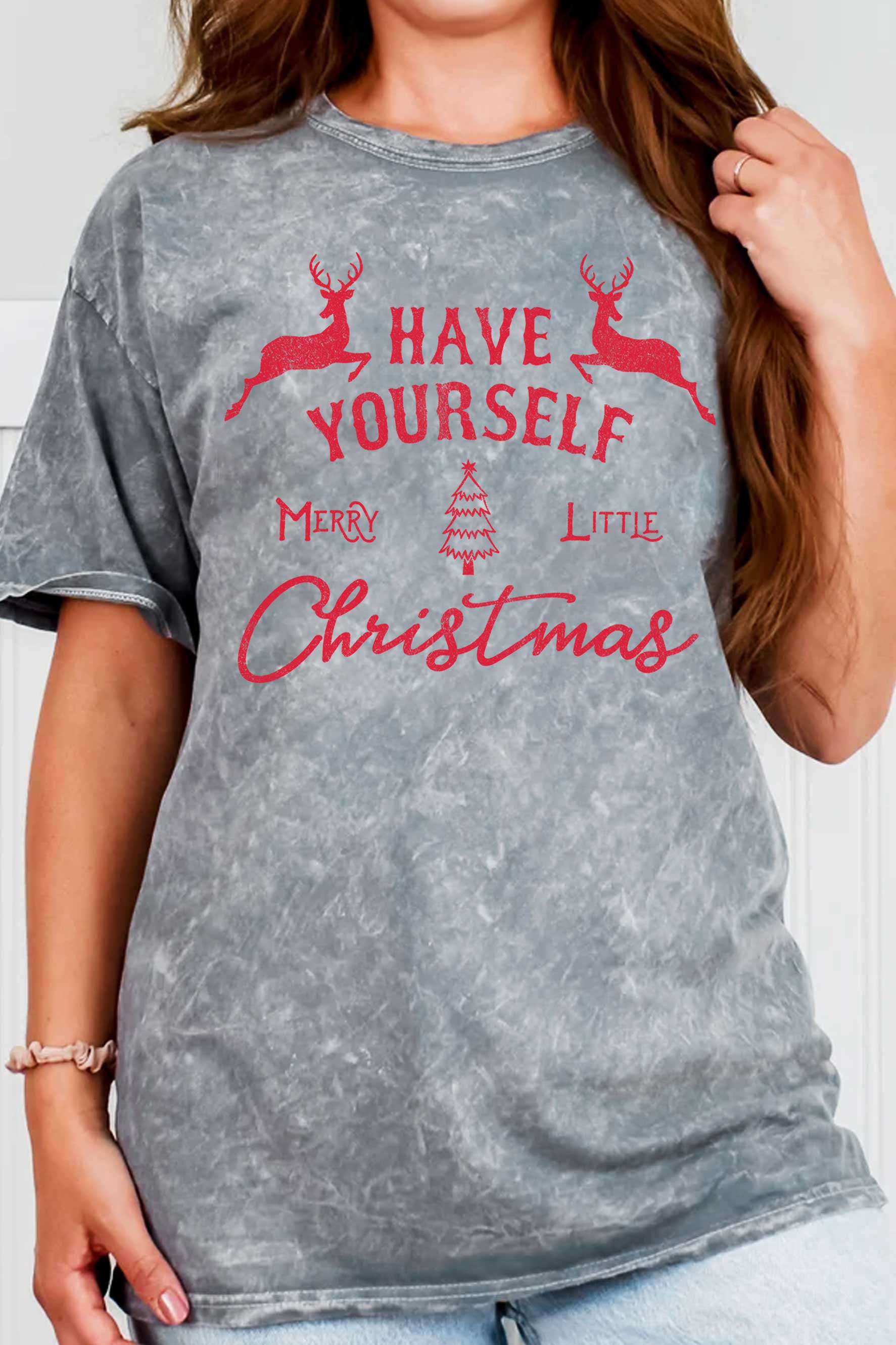Rustee Clothing - Wholesale Screen Printed T-Shirt - Women's - MERRY LITTLE CHRISTMAS DEERS MINERAL GRAPHIC TSHIRTS4