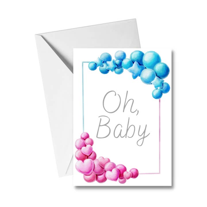 Mini-carte de vœux en forme d'arche de ballons - Oh Baby pour la vente par Western Fancies