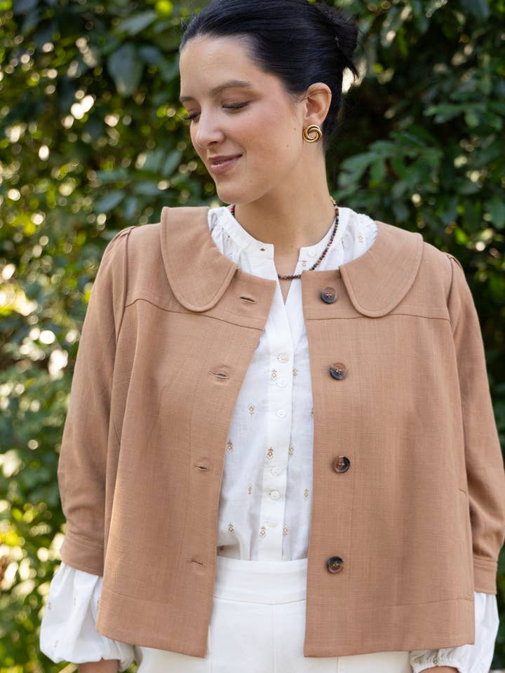 Tia Jacket in Almond by ExVoto for wholesale by Ex Voto